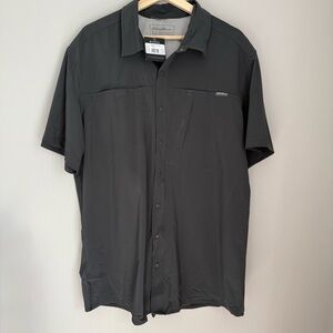 Eddie Bauer Shirt Short Sleeve Departure Carbon Color Snap Closure Slim XLT